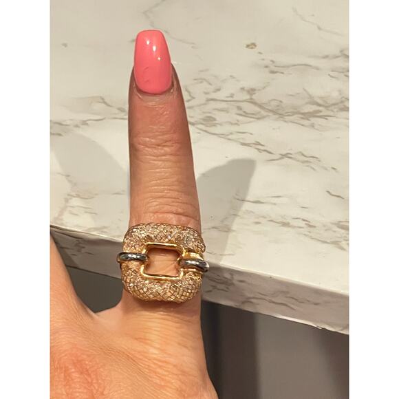 Alloy Rhinestone Square Women's Ring Faux Crystal in Mesh - Picture 6 of 8